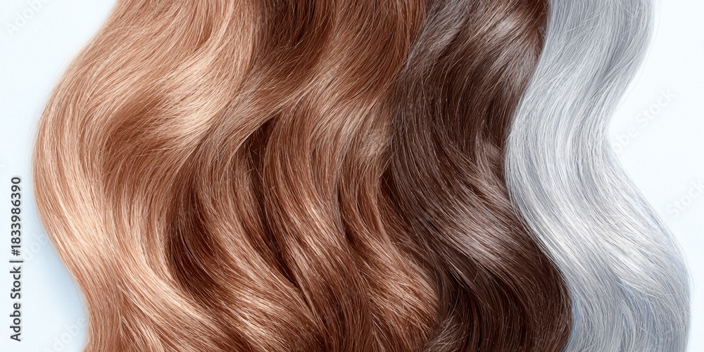 Fototapeta premium Three different colored hair strands