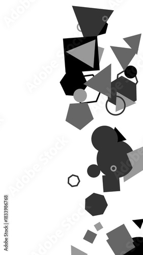 Geometric Harmony: A sophisticated arrangement of monochromatic geometric shapes creates a visually striking abstract composition.