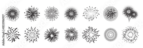 Firework burst collection in clean line shapes.