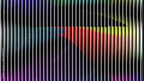 Abstract digital art: vibrant colors behind vertical white bars