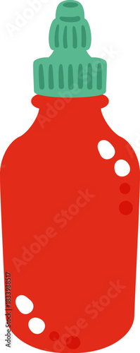 cute blank label bottle of tomato ketchup red hot chili spicy sauce condiment vector cartoon illustration