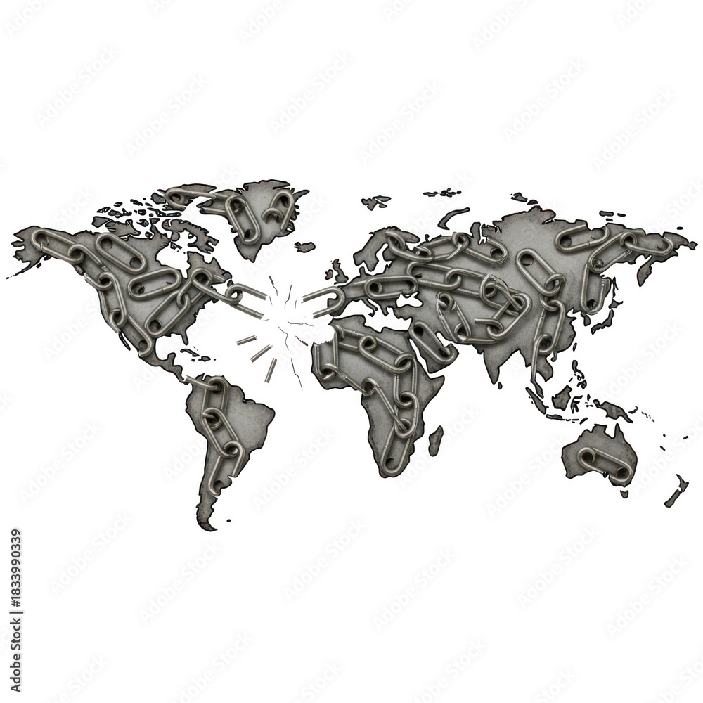 Obraz premium Abstract world map composed of intricate swirling smoke patterns and light effects isolated on transparent background