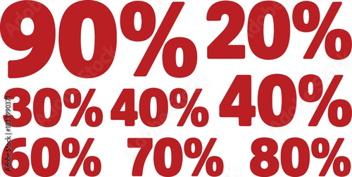 Red percentage signs for sales and discounts