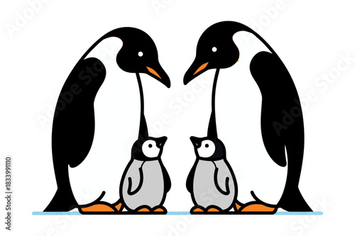 A penguin family vector illustration