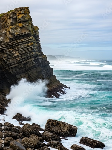 Peaceful Golden Horizon Over Rugged Coastal Rocks