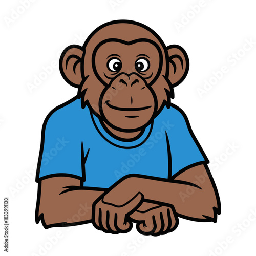 A chimpanzee wearing t-shirt vector illustration