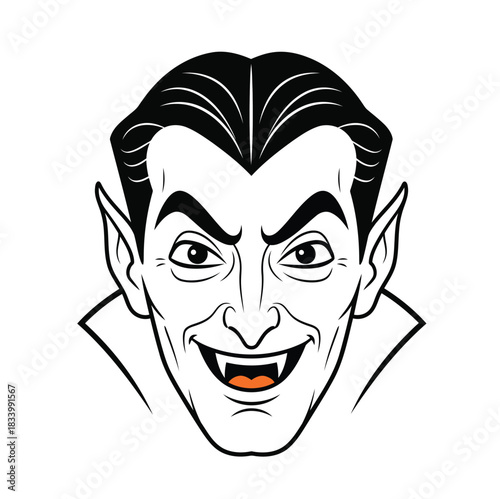 Classic vampire face with fangs and spiky hair