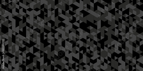 Abstract geometric wall tile and metal cube background triangle wallpaper. Seamless geometric pattern low polygon backdrop background. Gray diamond overlap polygonal background.	