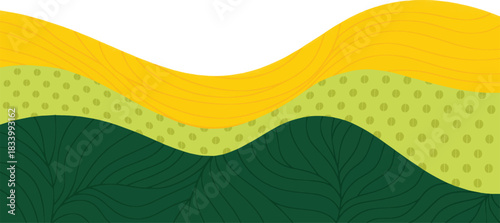 Abstract wavy landscape with green and yellow layers