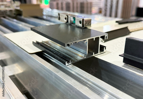 Black aluminium anodised extrusion profile cross section pattern.