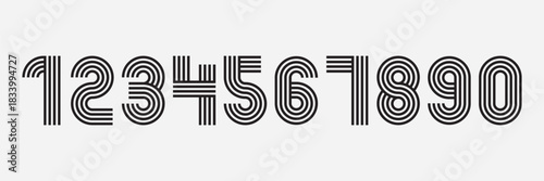 Striped outline number set in clean linear style.