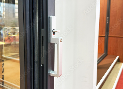 Aluminium door handle modern style background.