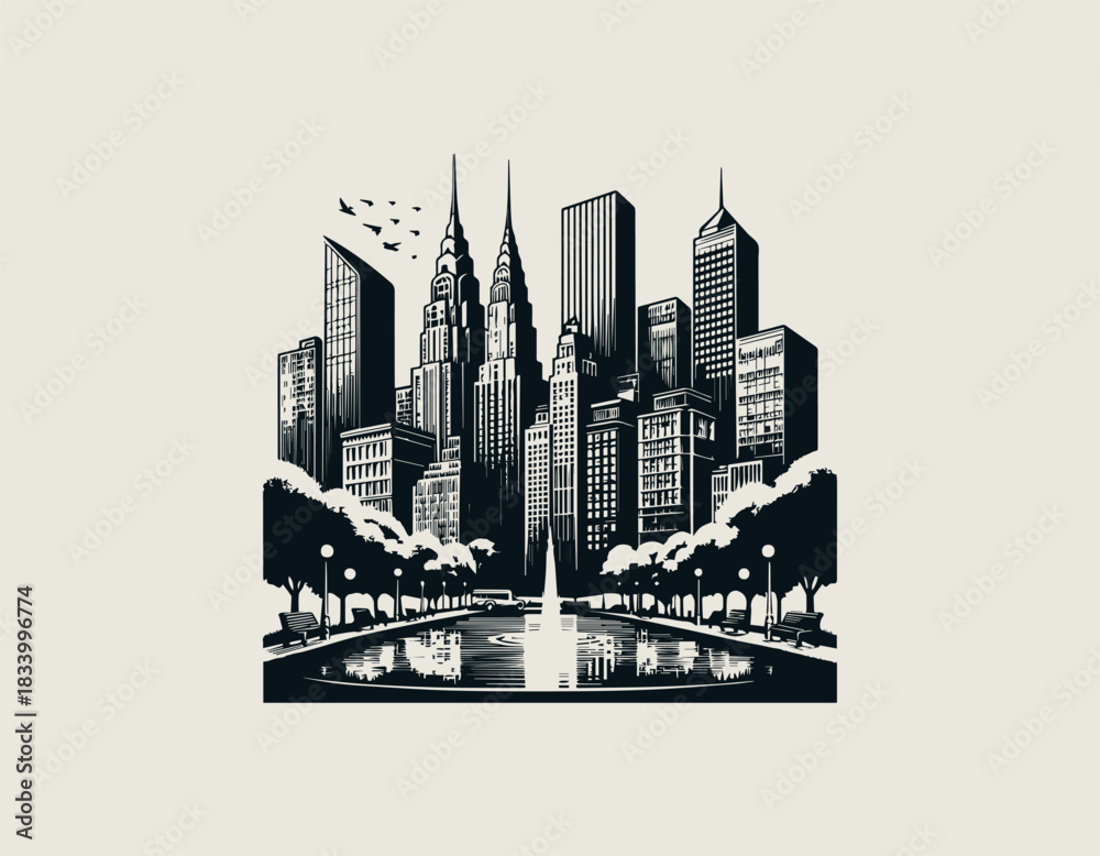 Fototapeta premium City black vector logo illustration