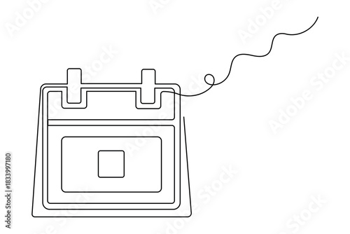 Continuous line drawing of a calendar symbol, minimalist design for events, dates, time, and scheduling concepts.