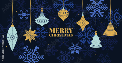 Christmas hanging balls, Snowflakes, Merry Christmas