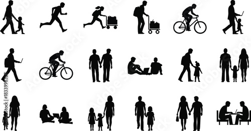set of silhouettes of people