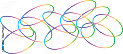 Color Gradient Swirl Lines. Curve Linear Shape Pattern. Vector Abstract Backgrounds with Doodle Rainbow Ribbons.
