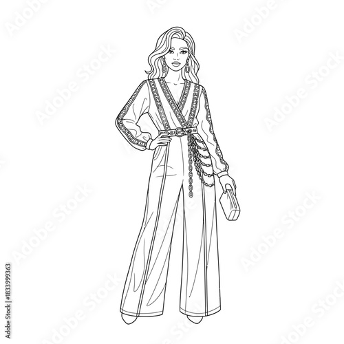 Elegant Fashion Model Posing Stylishly with a Designer Handbag