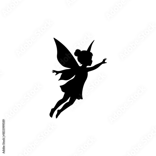 flying fairy child silhouette vector