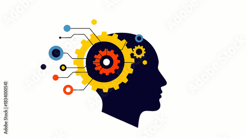 Abstract Concept of Artificial Intelligence and Human Mind Integration with Futuristic Technology