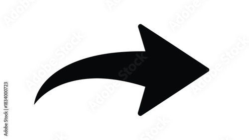 A single, thick, solid black curved arrow pointing right, often used to represent a share or forward function, isolated on a white background.