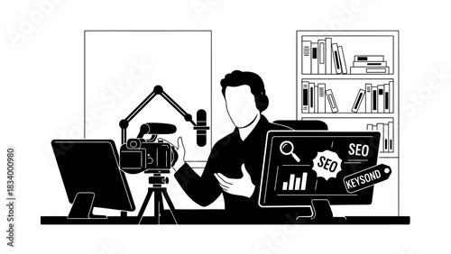 Content creator working on seo and video production