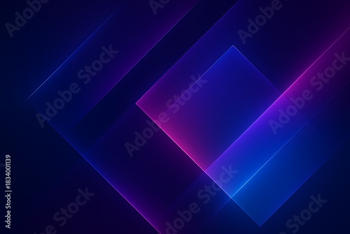 Abstract geometric background with neon blue and pink light streaks