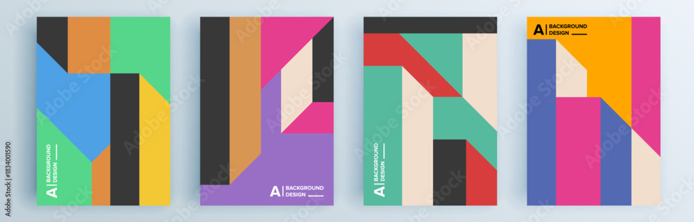 Fototapeta premium Modern abstract covers set, minimal covers design. Colorful geometric background, vector illustration.