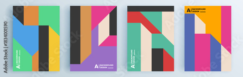 Modern abstract covers set, minimal covers design. Colorful geometric background, vector illustration.
