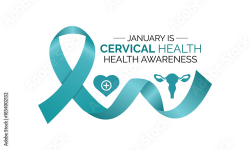 January is Cervical health Awareness Month. Most commonly, it affects women over 30 .Design for cards, prints, social media, poster, flyer and background design template.