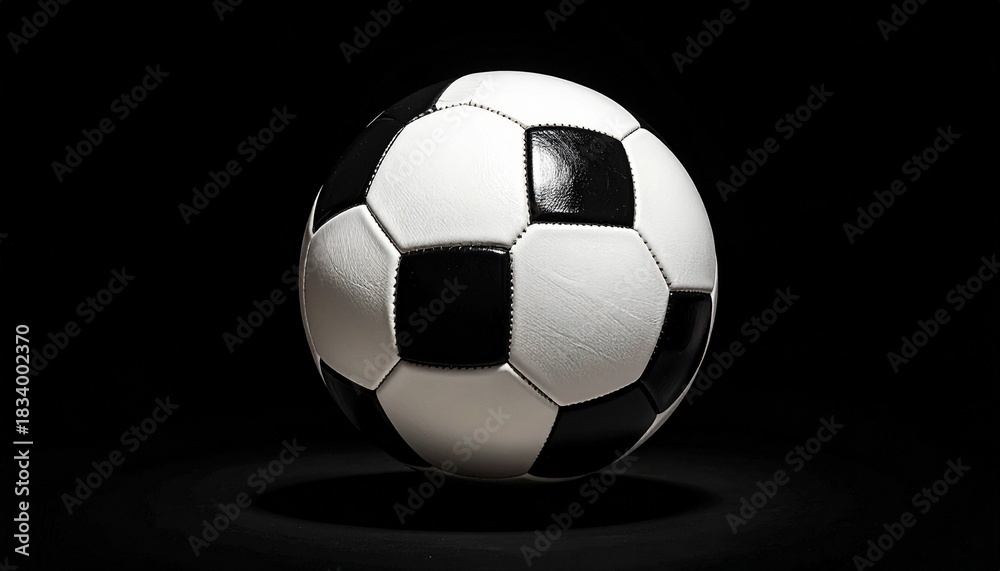 Naklejka premium Classic soccer ball on black background