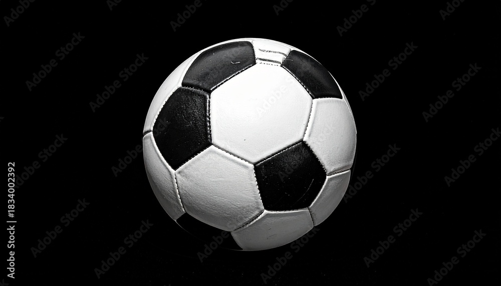 Naklejka premium Classic soccer ball on black background