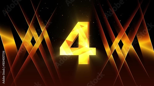 Golden Number Four Animation - 3D Shiny Countdown Video for Intros, Events and Corporate Promos