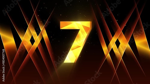 Golden Number Seven Animation - 3D Shiny Countdown Video for Intros, Events and Corporate Promos
