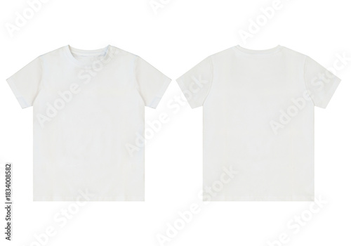 Tableau sur toile Two blank white t shirts front and back isolated on transparent background
