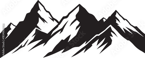 Mountain range vector illustration black and white peak adventure