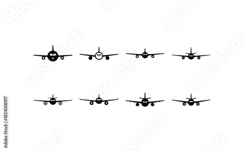 jet fighter shadow icons set