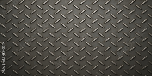 Seamless silver metallic diamond plate texture provides a rough industrial steel surface pattern for a gray aluminum construction sheet or grey iron wall material