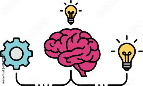 Visualize creativity and knowledge with a brain lightbulb gear concept for innovative thinking