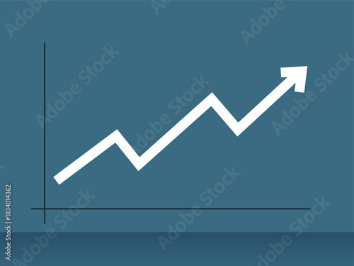 Growing business arrow, profit arrow moving up