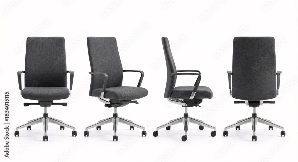 Obraz premium Modern ergonomic office chair provides comfort and support for your workspace in gray fabric finish