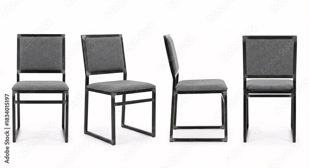 Obraz premium Modern gray upholstered chairs in minimalist style perfect for any sleek home or office space
