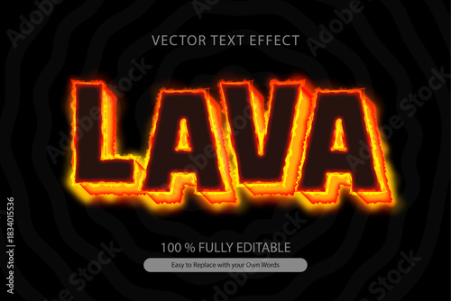 Fiery lava text effect adds a molten on dark background