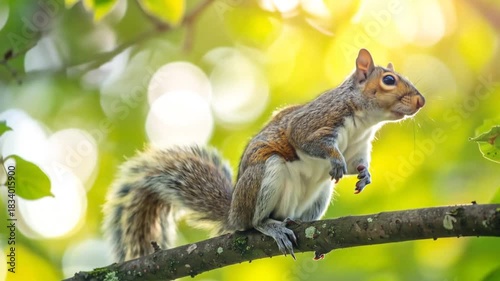 Squirrel's Perch: A Cinematic Journey of Nature's Delight Amidst the Lush Foliage