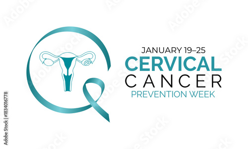 Cervical Cancer Prevention Week emphasizes HPV protection, early screening, and vital health awareness to safeguard women’s well-being. Banner poster, flyer and background design template. 