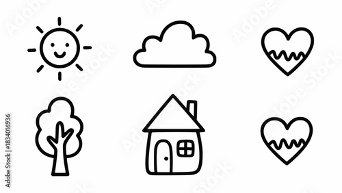 Vector illustration of a house and tree icon design element for real estate and family property web logo or business symbol set