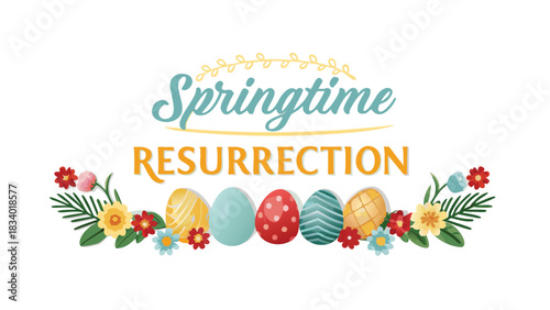 Springtime resurrection with decorated easter eggs and flowers a celebration of renewal and new beginnings