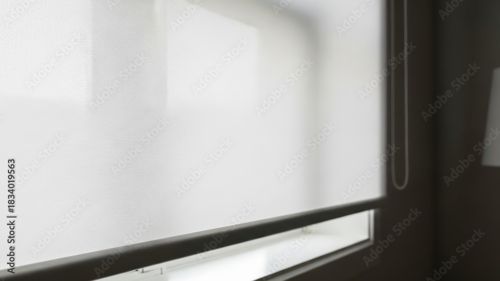 Obraz premium Modern interior with white roller blinds and natural light