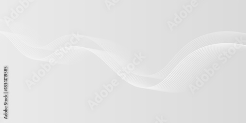 White abstract background with flowing particles. White and gray Digital futuristic technology concept background. Dynamic waves use for business, corporate, poster, template. vector