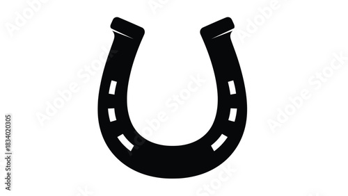 A sleek black horseshoe vector graphic isolated on a pristine white background, featuring precise lines and a classic U-shape, ideal for various design projects